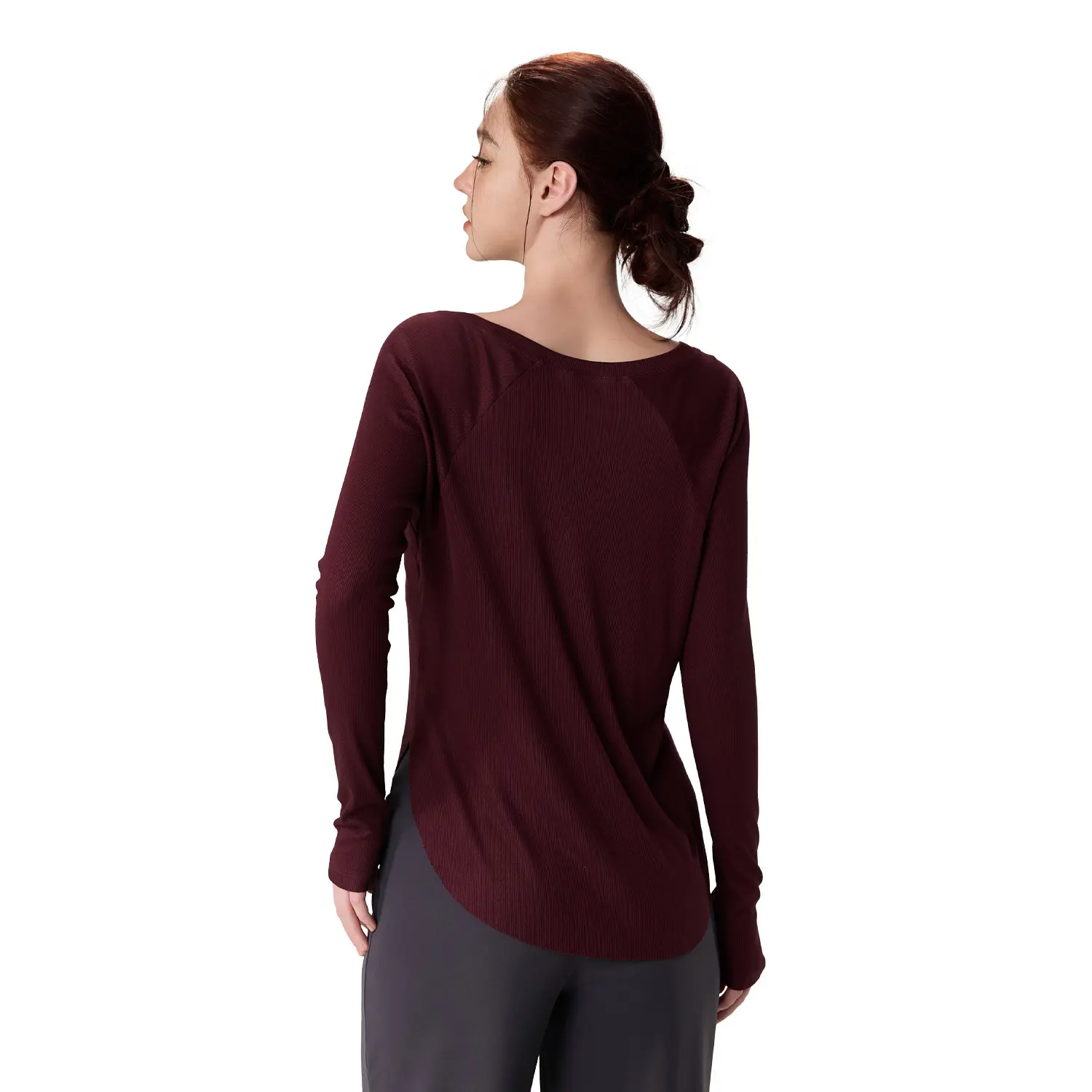 Modal Ribbed Autumn Winter Yoga Long Sleeved Outdoor Sports Top for Women Loose Fit Slimming Yoga Suit T-shirt Cover Up Shirts