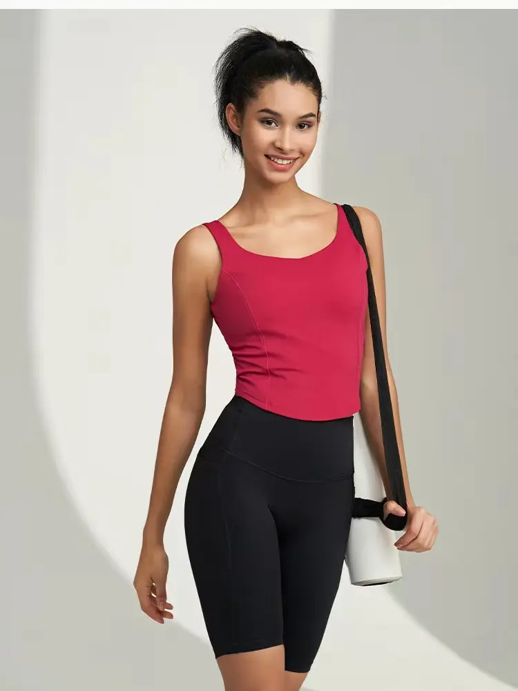 Sleeveless Sports Vest Women's One-piece Fixed Cup Wearing Running Speed Drying Fitness Lingerie Yoga Suit Beauty Back Bra