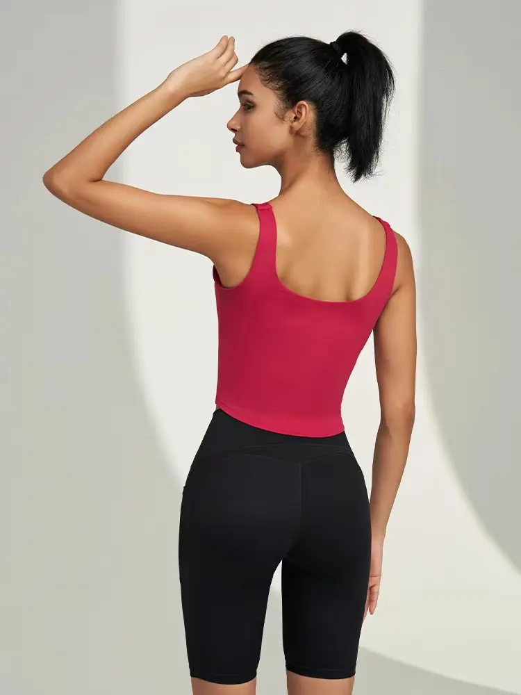 Sleeveless Sports Vest Women's One-piece Fixed Cup Wearing Running Speed Drying Fitness Lingerie Yoga Suit Beauty Back Bra