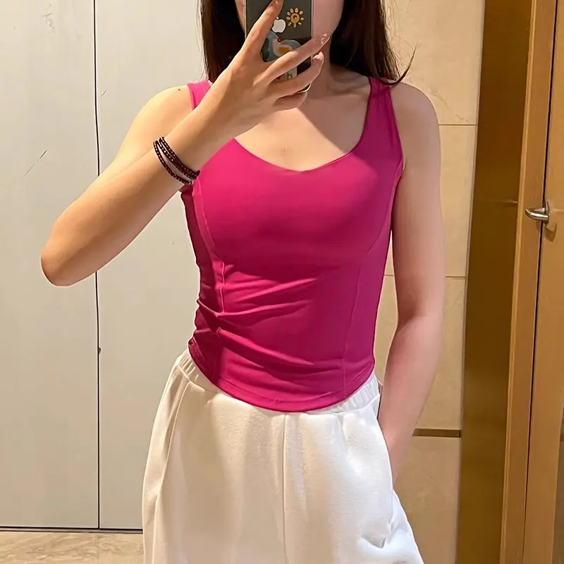 Sleeveless Sports Vest Women's One-piece Fixed Cup Wearing Running Speed Drying Fitness Lingerie Yoga Suit Beauty Back Bra