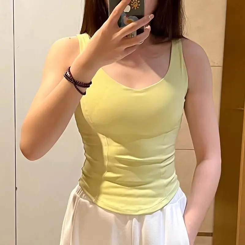 Sleeveless Sports Vest Women's One-piece Fixed Cup Wearing Running Speed Drying Fitness Lingerie Yoga Suit Beauty Back Bra