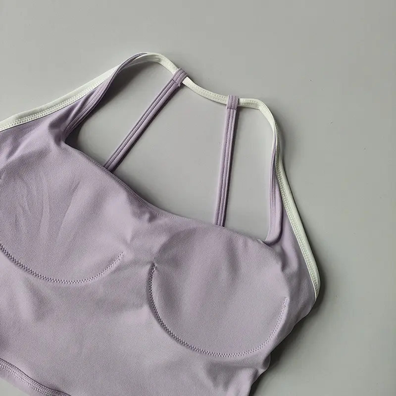 Solid Color Support Women Fitness Bra Yoga Vest Gym Sport Top Hollow Back Push With Chest Pad Four Shoulder Straps Running Suit