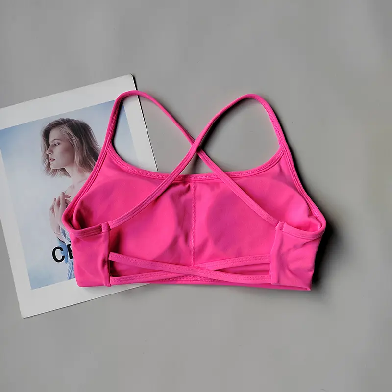 Crossed Shoulder Straps Yoga Bra Thin Straps Beautiful Back Breathable Quick Dry Fitness Exercise Lingerie Training Pilates Bra