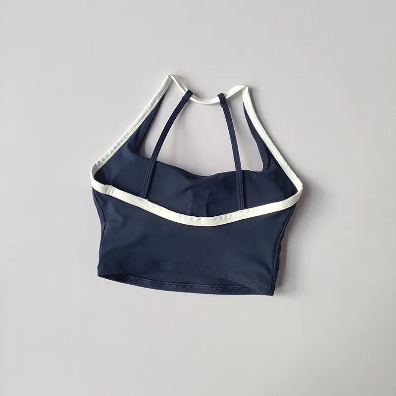 Solid Color Support Women Fitness Bra Yoga Vest Gym Sport Top Hollow Back Push With Chest Pad Four Shoulder Straps Running Suit