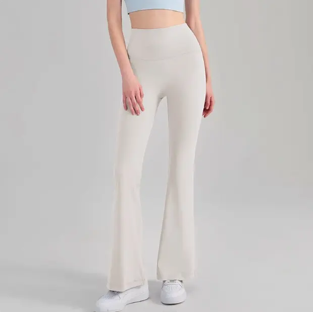 Naked Yoga Micro Flared Pants for Women High Waisted Tight Fitting Pilates Hip Lifting Slimming Fitness Pants for Outdoor Wear
