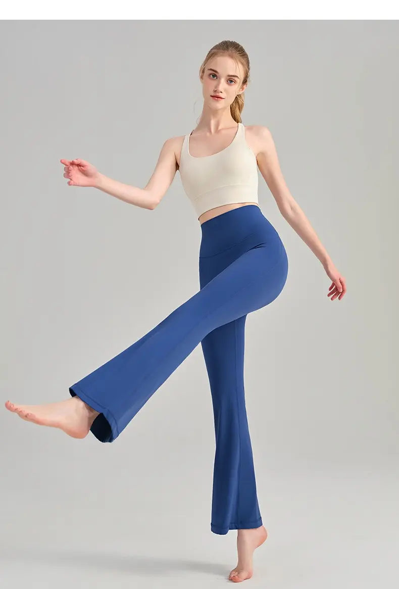 Naked Yoga Micro Flared Pants for Women High Waisted Tight Fitting Pilates Hip Lifting Slimming Fitness Pants for Outdoor Wear