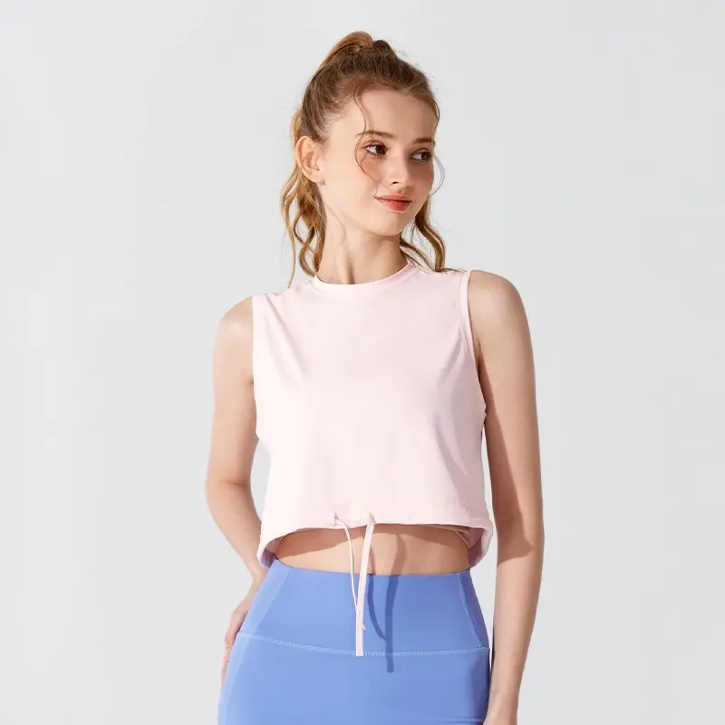 New Yoga Suit for Women in Summer Tops Thin Breathable Loose Sports Vest T-shirt Running Training High-end Fitness Suit