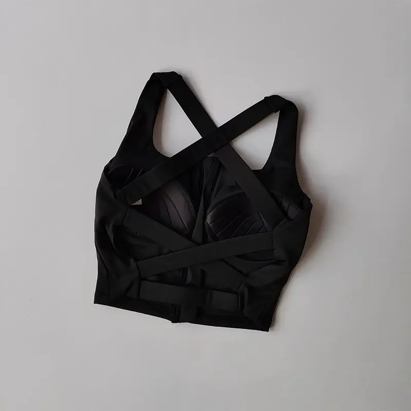 Front Zipper Sports Underwear for Women High-intensity Fitness Running Shock-proof Yoga Integrated Beauty Back Cross Vest Bra