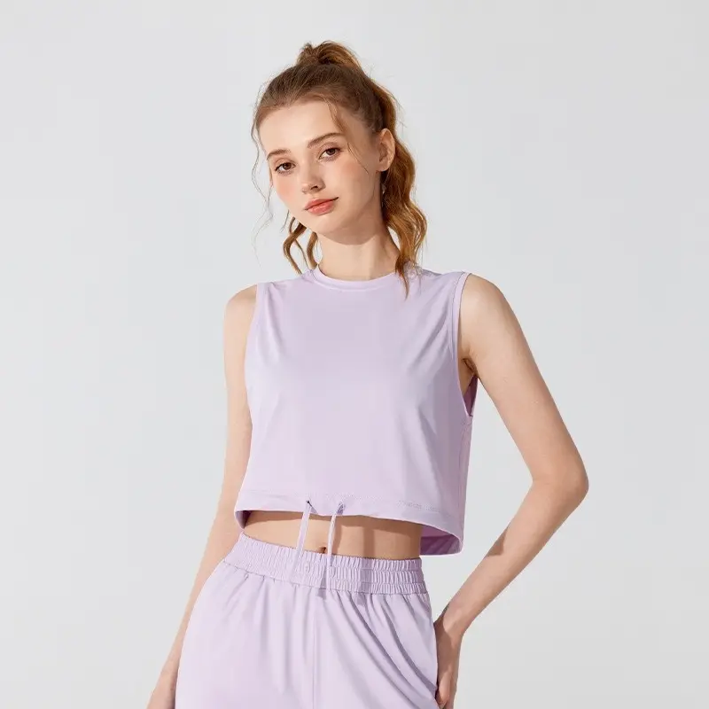 New Yoga Suit for Women in Summer Tops Thin Breathable Loose Sports Vest T-shirt Running Training High-end Fitness Suit