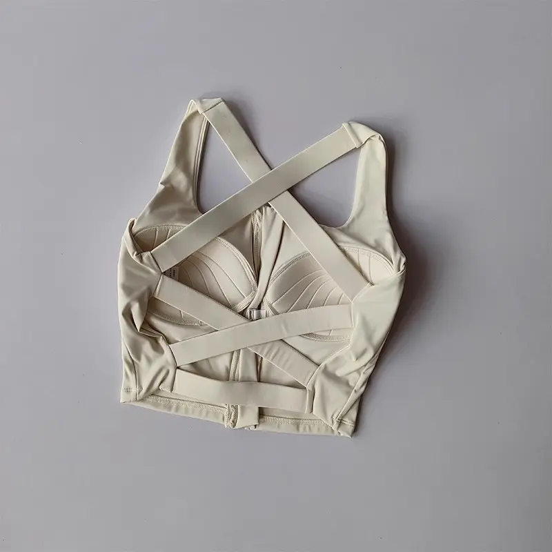 Front Zipper Sports Underwear for Women High-intensity Fitness Running Shock-proof Yoga Integrated Beauty Back Cross Vest Bra
