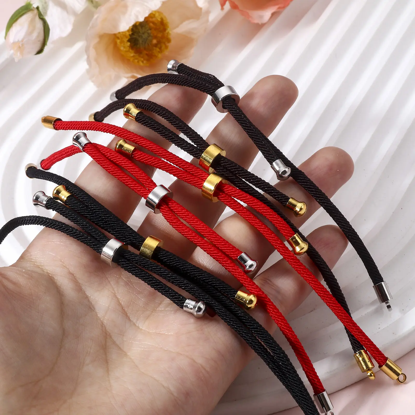 5 PCs Polyamide Semi-finished Bracelets Adjustable Slider/ Slide Bolo For DIY Handmade Jewelry Making Accessories 21.5cm long