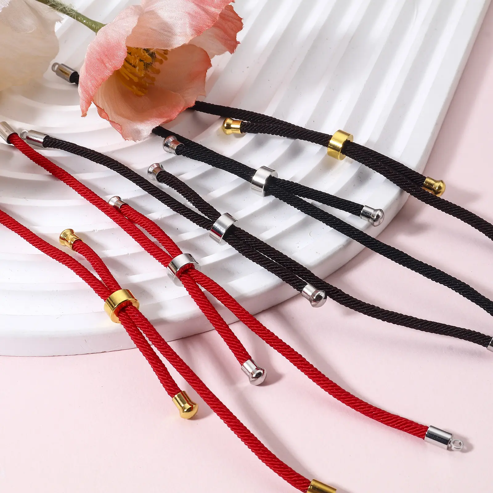 5 PCs Polyamide Semi-finished Bracelets Adjustable Slider/ Slide Bolo For DIY Handmade Jewelry Making Accessories 21.5cm long