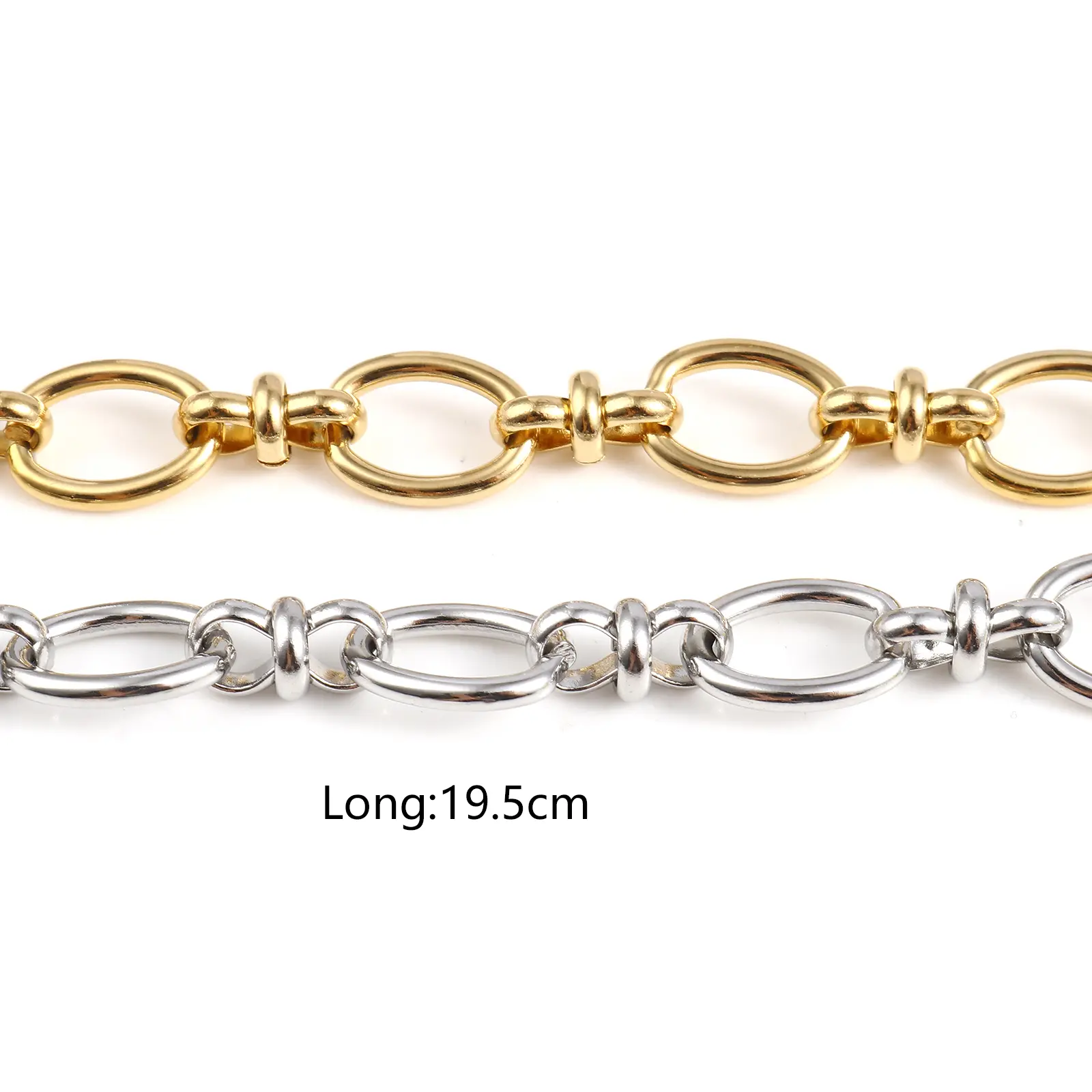 1 Piece Hiphop Punk Stainless Steel Oval Bracelets Trendy Chains Bracelet For Men Women Jewelry Gifts 19.5cm long