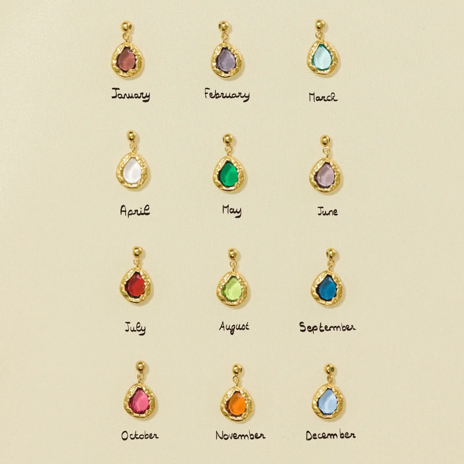 304 Stainless Steel Birthstone Charms 18K Gold Plated Swipeable Pendants For DIY Necklace Jewelry Making 17mm x 8mm, 1 Piece