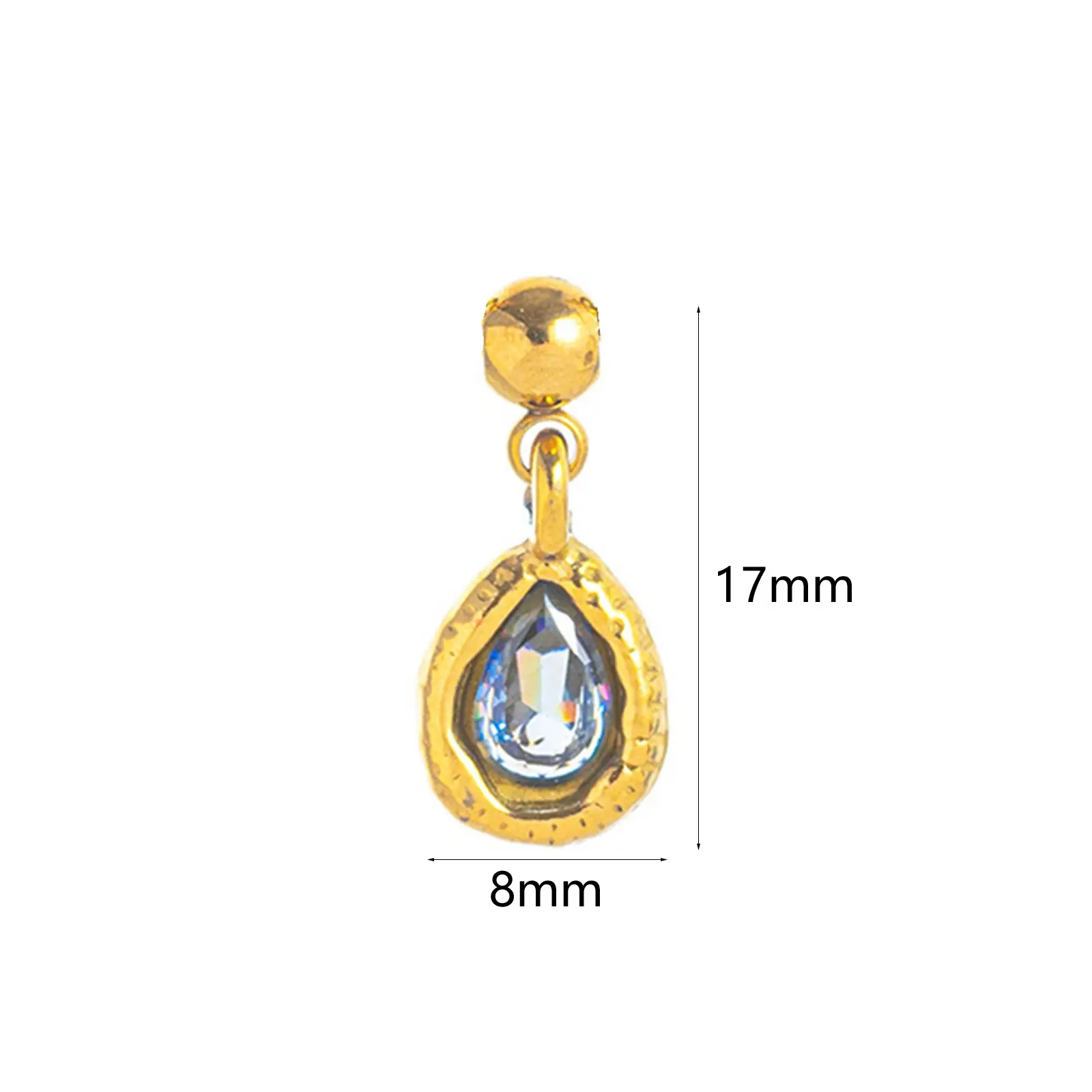 304 Stainless Steel Birthstone Charms 18K Gold Plated Swipeable Pendants For DIY Necklace Jewelry Making 17mm x 8mm, 1 Piece