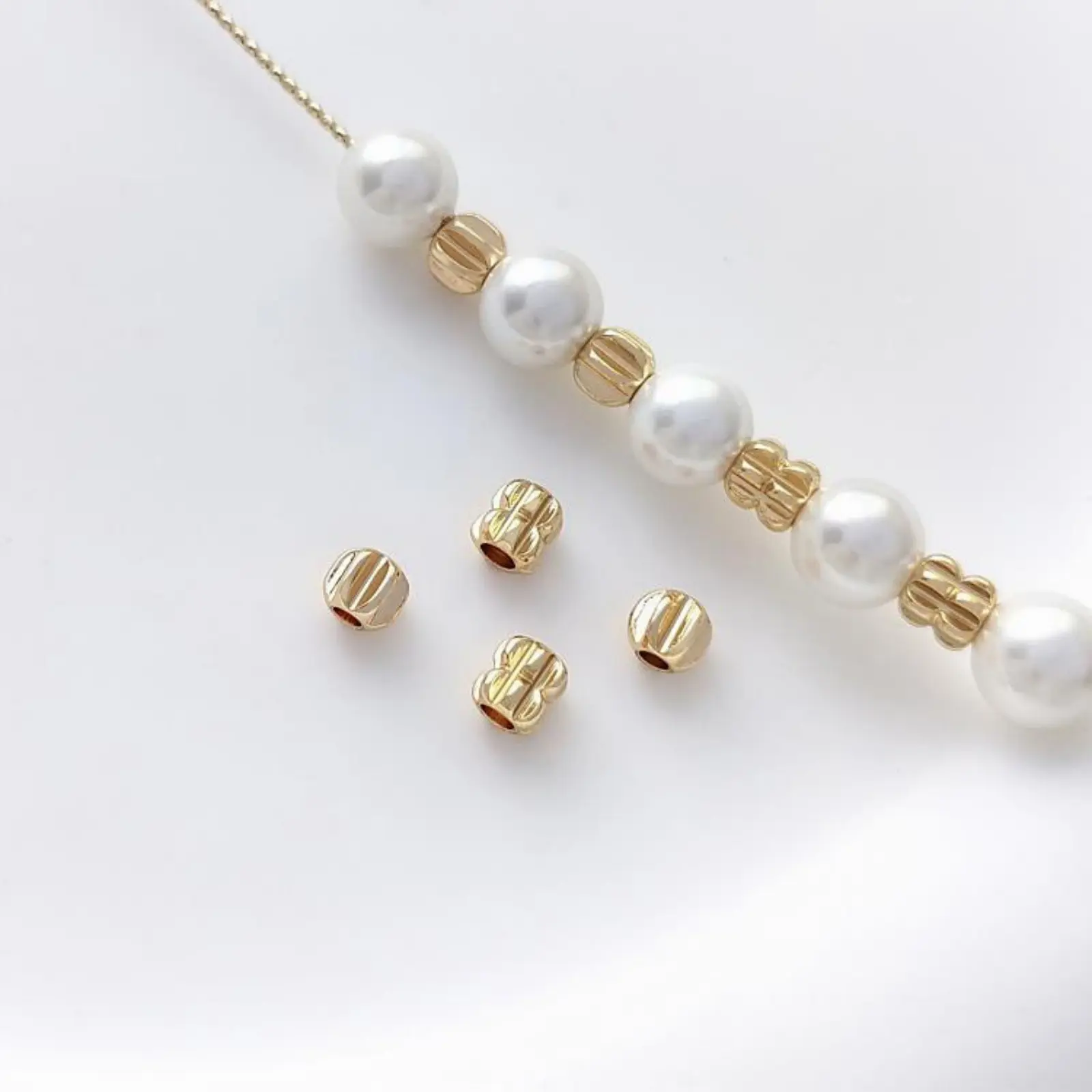 10/20 PCs Eco-friendly Brass Beads Tip For DIY Bracelet Necklace Jewelry Making 14K Gold Plated Round Stripe Accessories