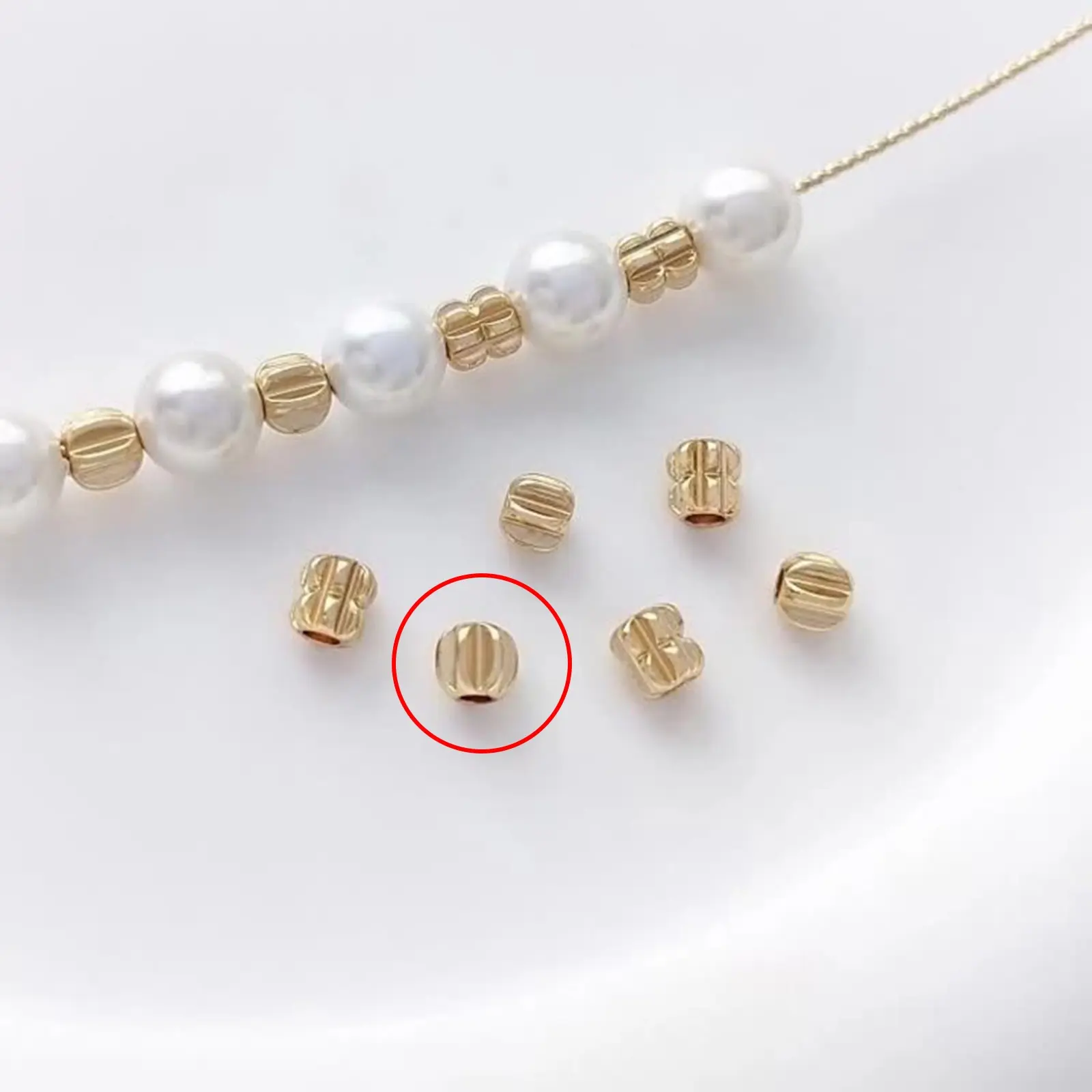 10/20 PCs Eco-friendly Brass Beads Tip For DIY Bracelet Necklace Jewelry Making 14K Gold Plated Round Stripe Accessories