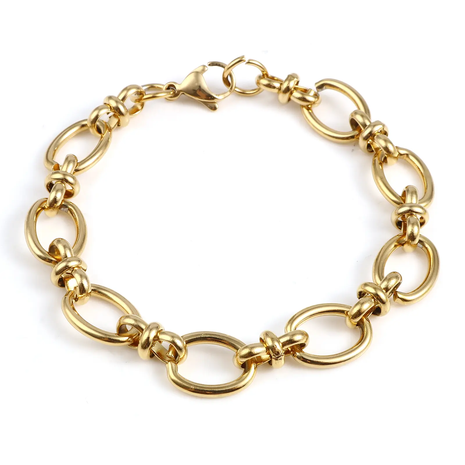 1 Piece Hiphop Punk Stainless Steel Oval Bracelets Trendy Chains Bracelet For Men Women Jewelry Gifts 19.5cm long