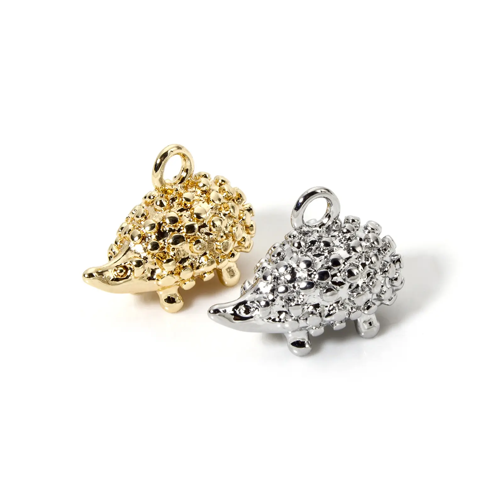 5 PCs Brass Hedgehog Charms Real Gold Plated 3D Pendants For DIY Necklace Jewelry Making 18mm x 13.5mm
