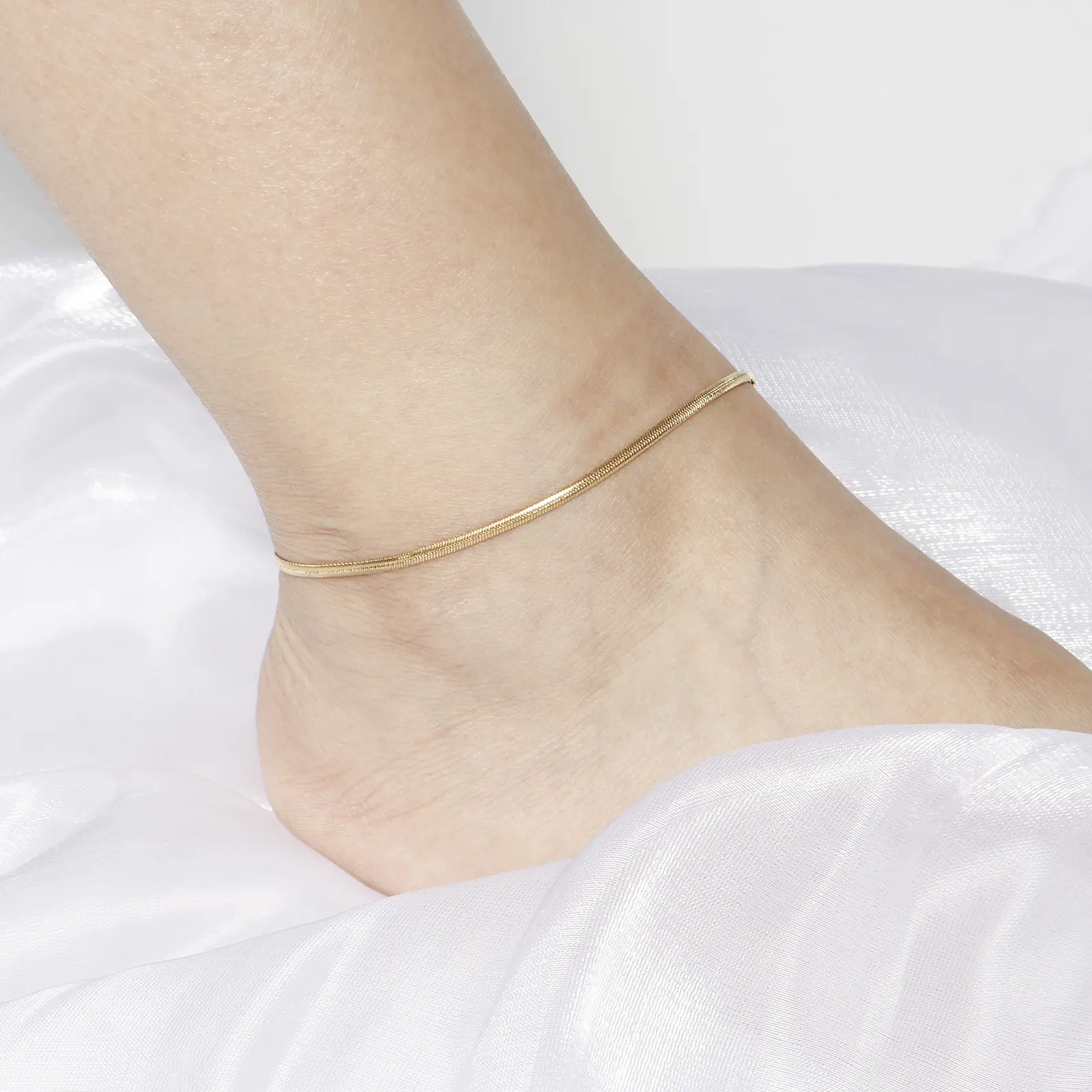 Fashion Stainless Steel Link Chain Anklet Gold Color Bracelet For Women Barefoot Beach Leg Chain Summer Jewelry Gift 23.5cm long