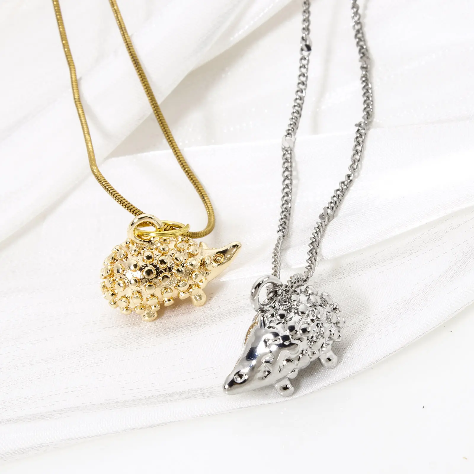 5 PCs Brass Hedgehog Charms Real Gold Plated 3D Pendants For DIY Necklace Jewelry Making 18mm x 13.5mm