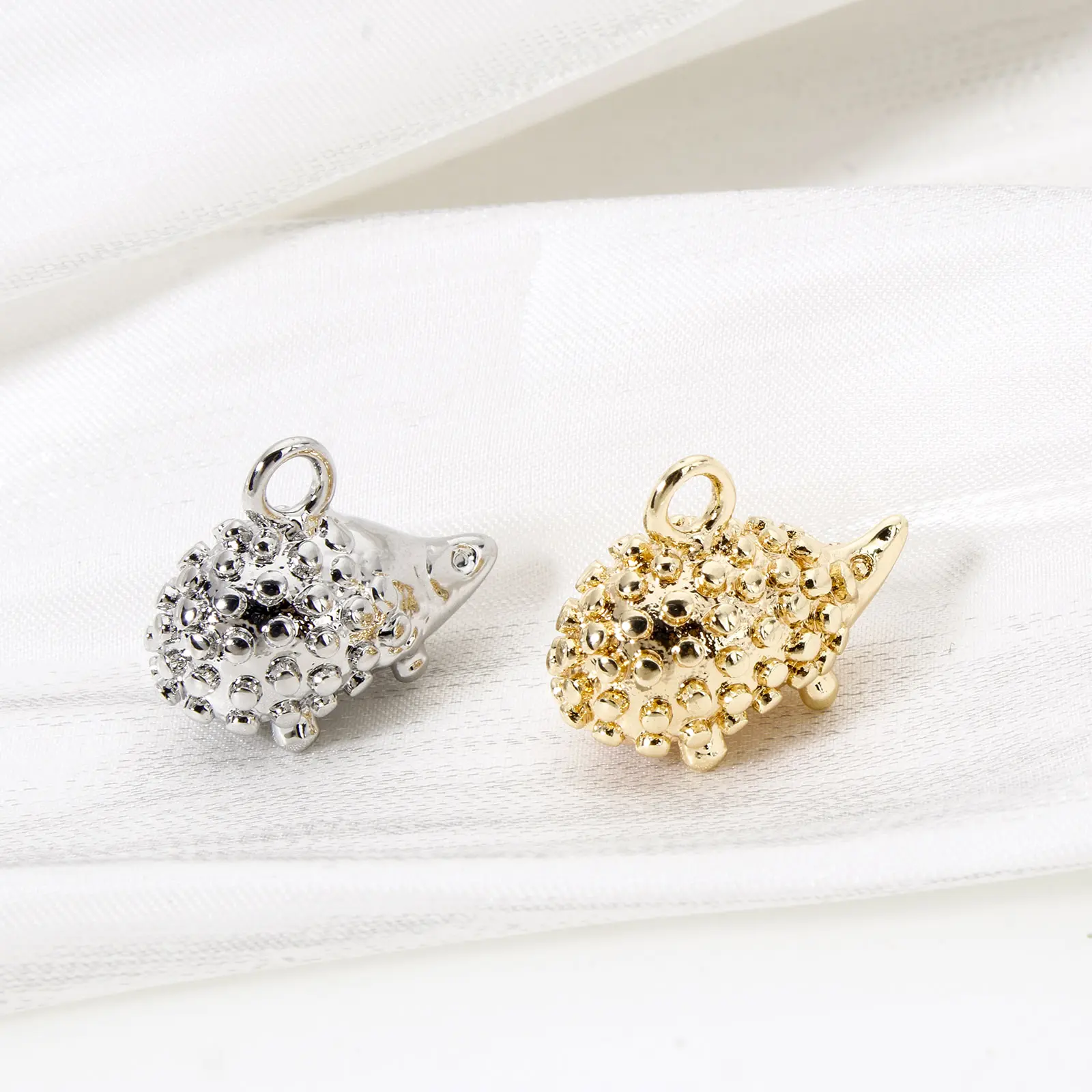 5 PCs Brass Hedgehog Charms Real Gold Plated 3D Pendants For DIY Necklace Jewelry Making 18mm x 13.5mm