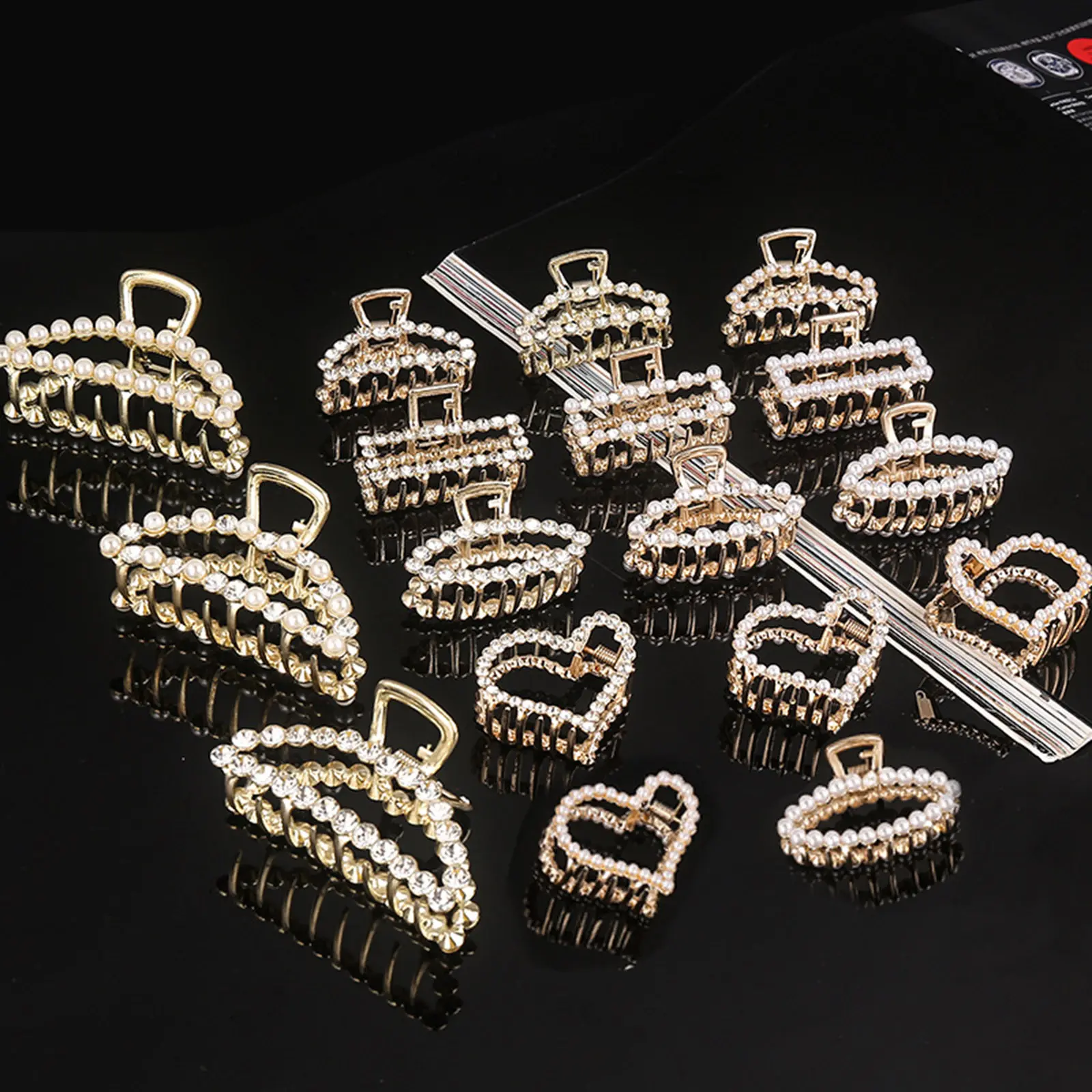 Women Girls Pearls Solid Beads Hair Claws Elegant Metal  Barrettes Headwear Hairpins Horsetail Hair Clips Hair Crab Accessories
