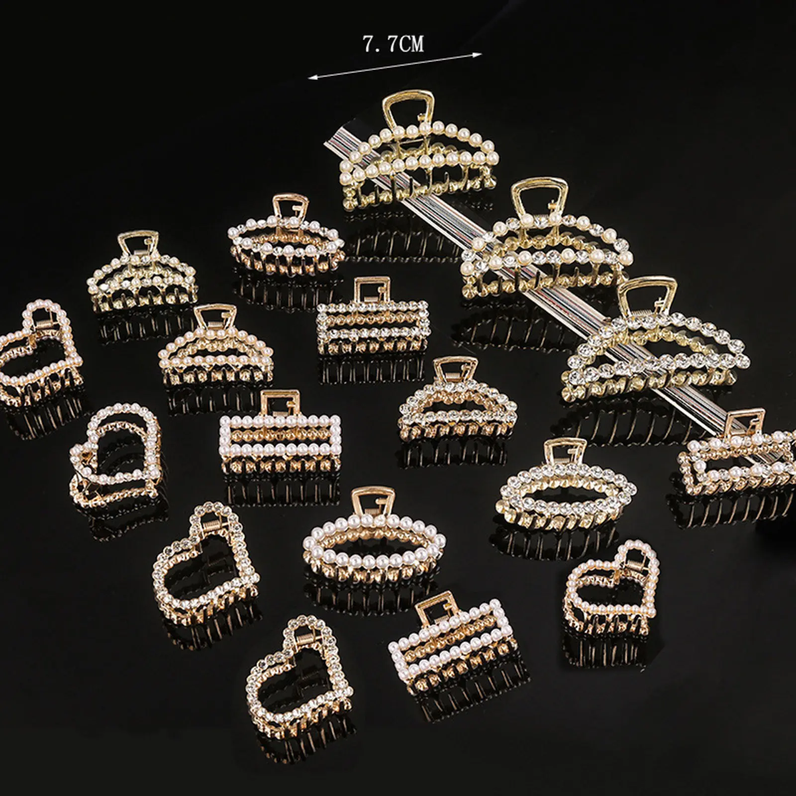 Women Girls Pearls Solid Beads Hair Claws Elegant Metal  Barrettes Headwear Hairpins Horsetail Hair Clips Hair Crab Accessories