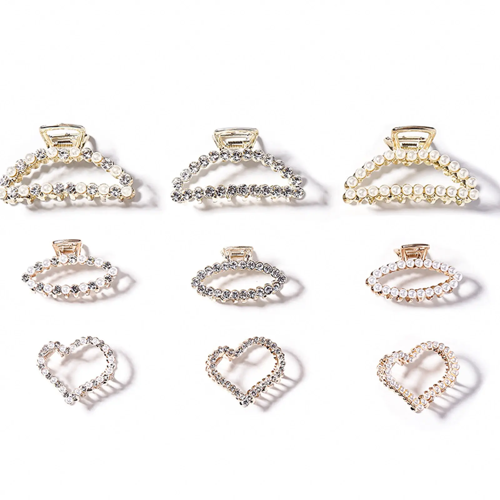 Women Girls Pearls Solid Beads Hair Claws Elegant Metal  Barrettes Headwear Hairpins Horsetail Hair Clips Hair Crab Accessories