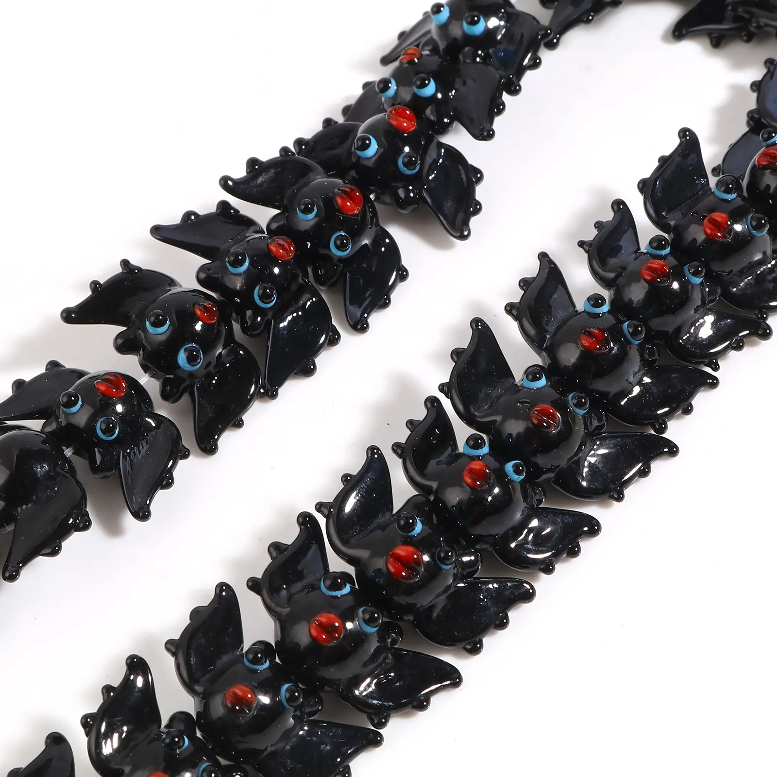 2PCs New Lampwork Glass Beads Halloween Bat Black Loose Spacer Beads DIY Making Bracelets Jewelry Making About 25mm x 13mm