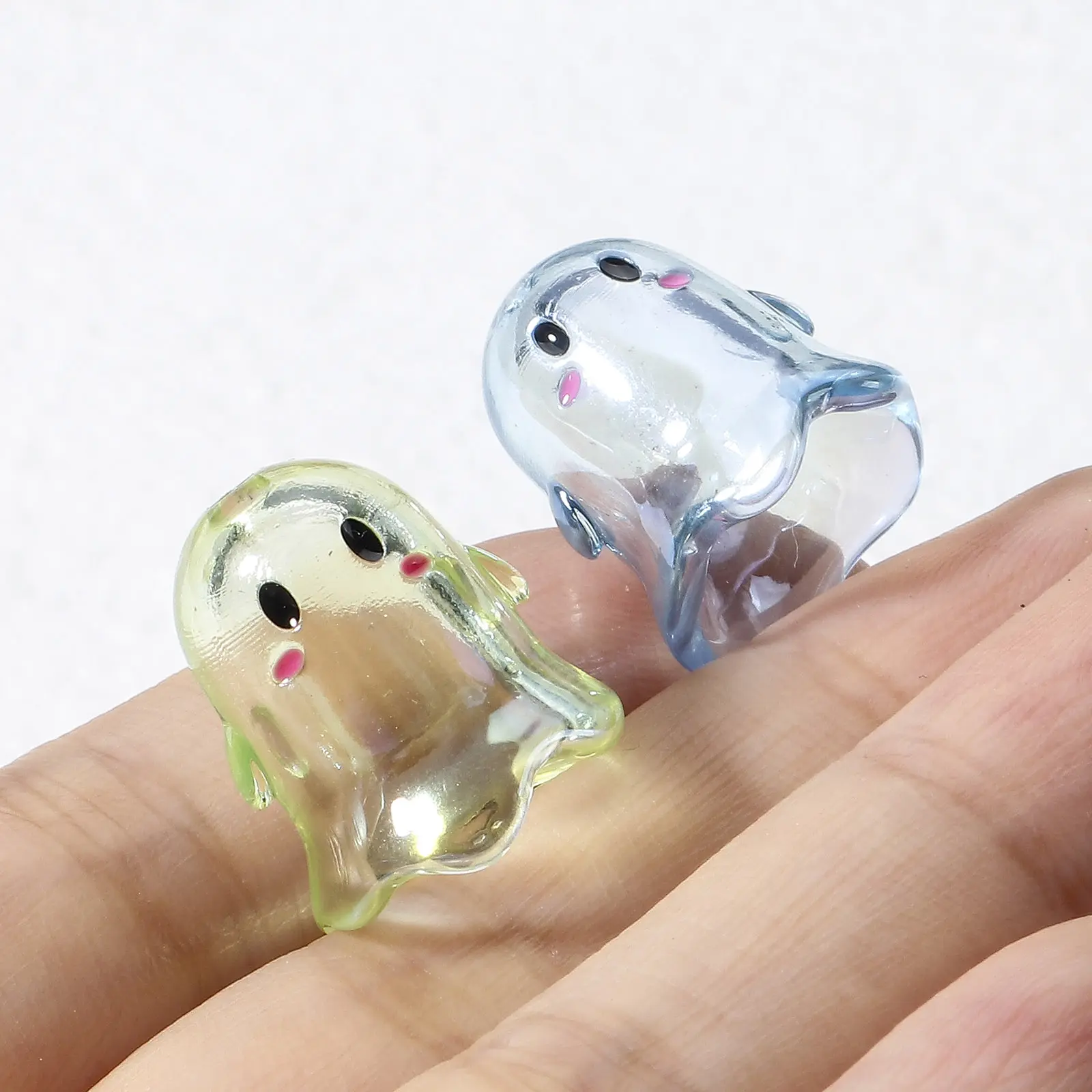 5 PCs Acrylic Halloween Ghost Beads For DIY Charm Jewelry Making MulticolorTransparent Beads 17mm x 15mm, Hole: Approx 1.8mm