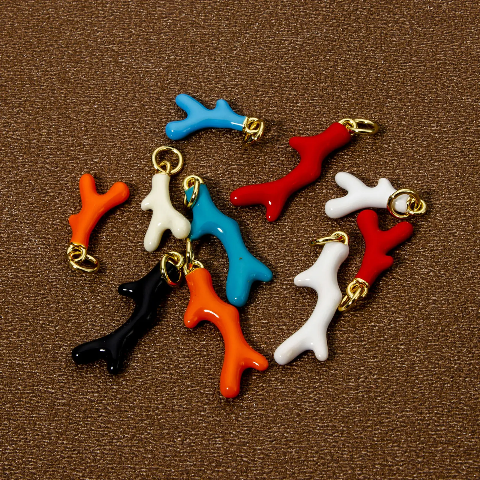 1 Piece Brass Ocean Jewelry Charms 18K Real Gold Plated Coral Enamel Pendants For DIY Jewelry Necklace Bracelet Making Findings