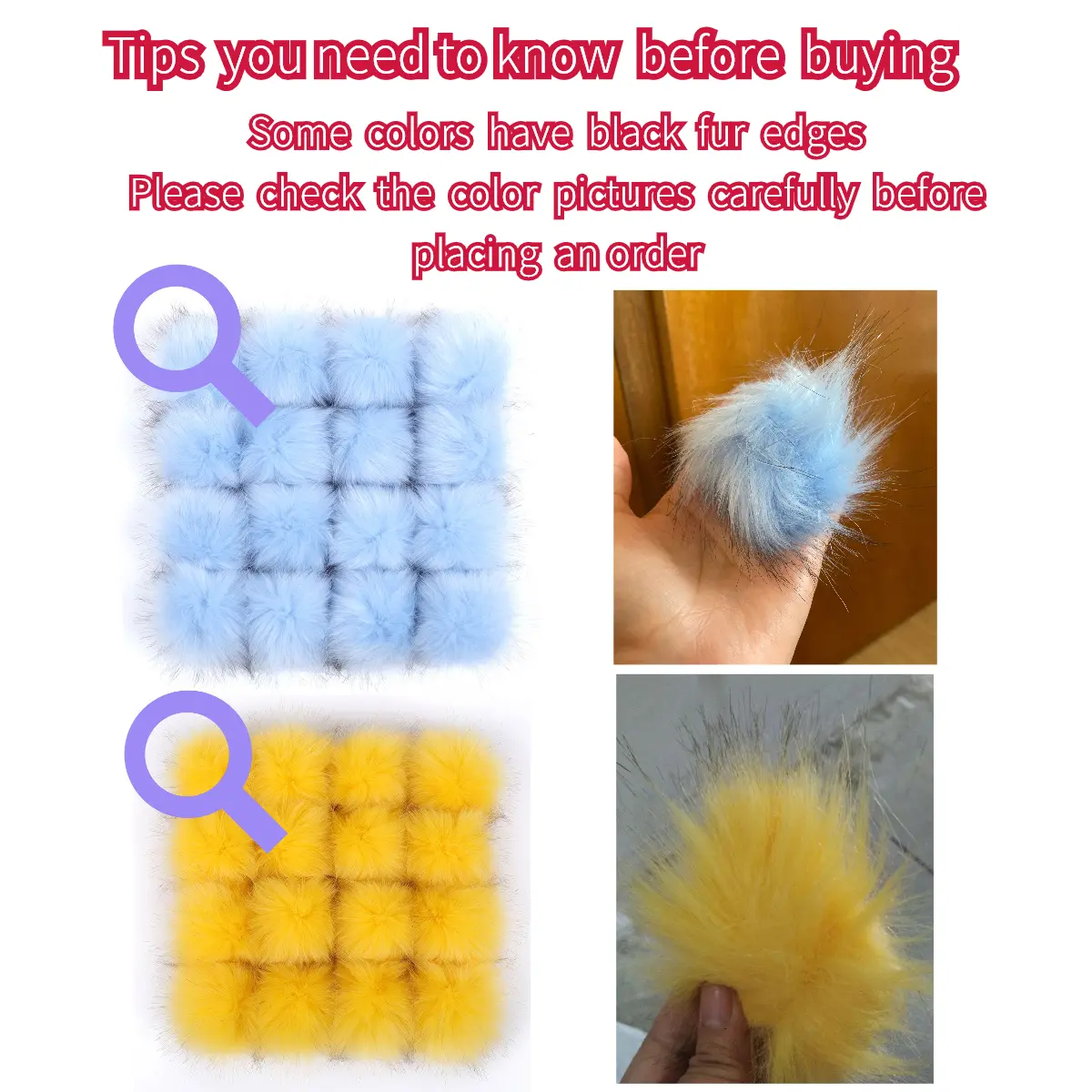 6PCs/Lot 8cm Fur Pompom False Hairball Hat Ball Fake Fox Fur Hat Ball Pom Pom DIY Handmade Hat Keychain Jewelry Accessories
