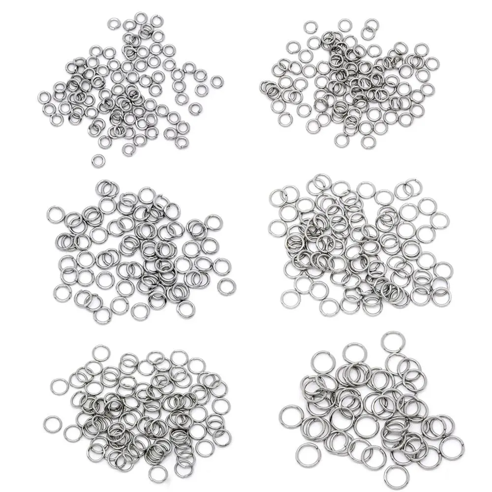 500PCs 4/5/6/7/8mm 304 Stainless Steel Opened Jump Rings Connectors Round Silver Color for DIY Making Earring Jewelry Findings