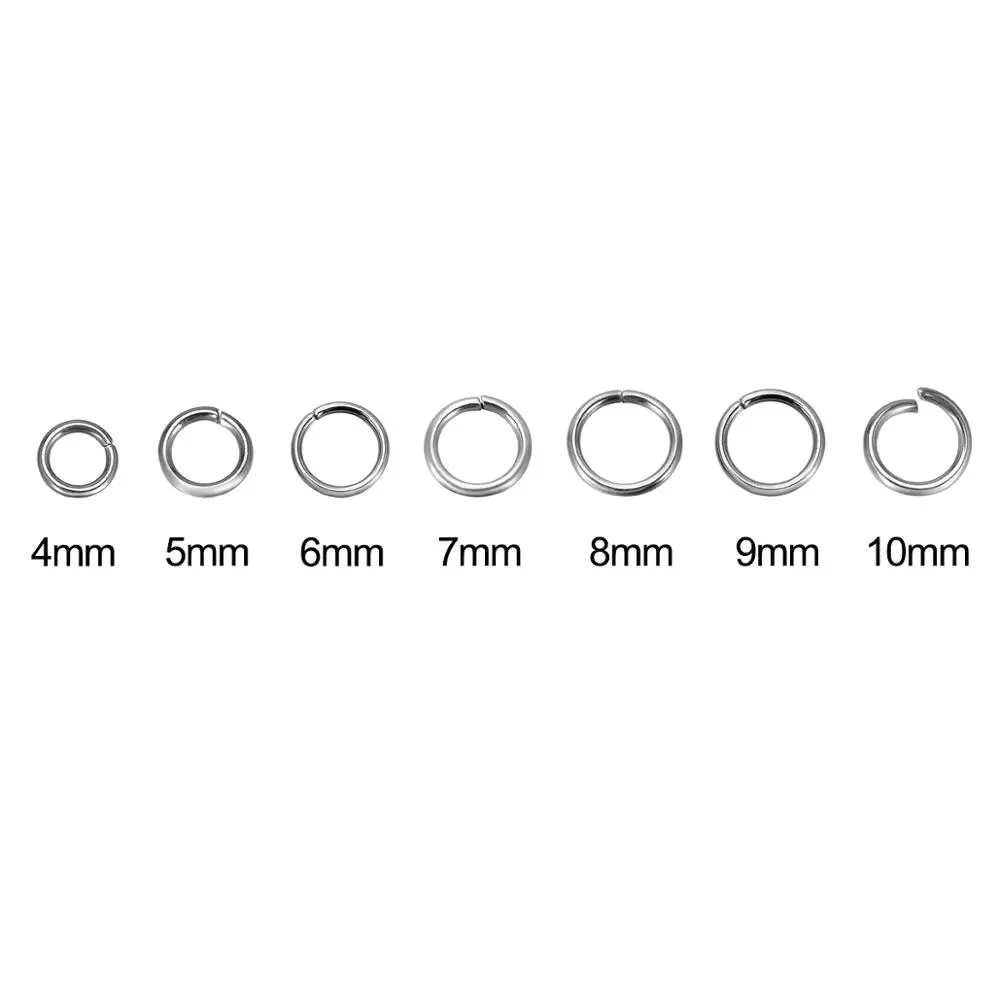 500PCs 4/5/6/7/8mm 304 Stainless Steel Opened Jump Rings Connectors Round Silver Color for DIY Making Earring Jewelry Findings
