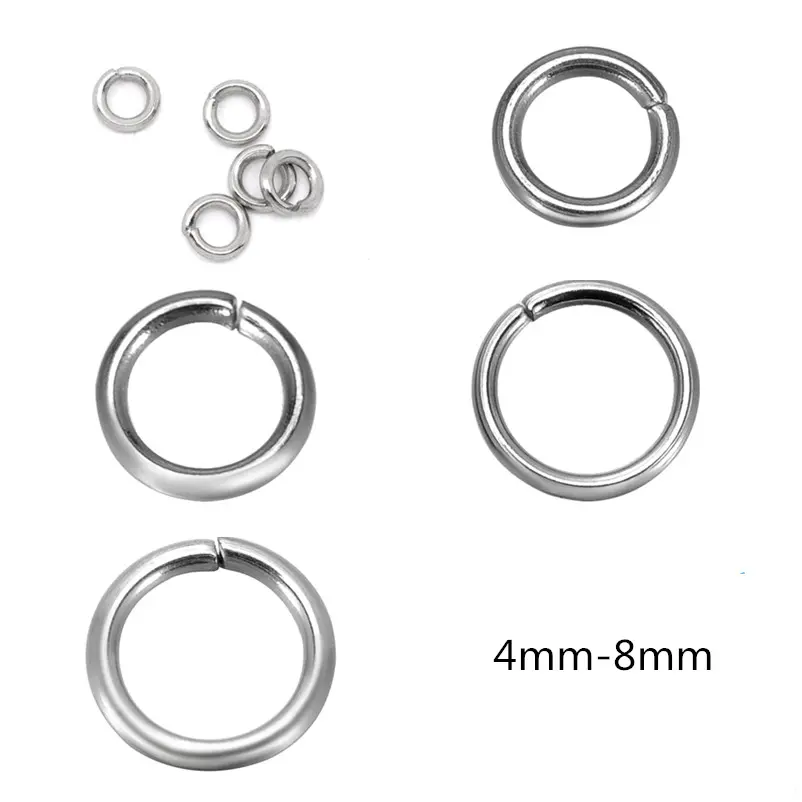 500PCs 4/5/6/7/8mm 304 Stainless Steel Opened Jump Rings Connectors Round Silver Color for DIY Making Earring Jewelry Findings