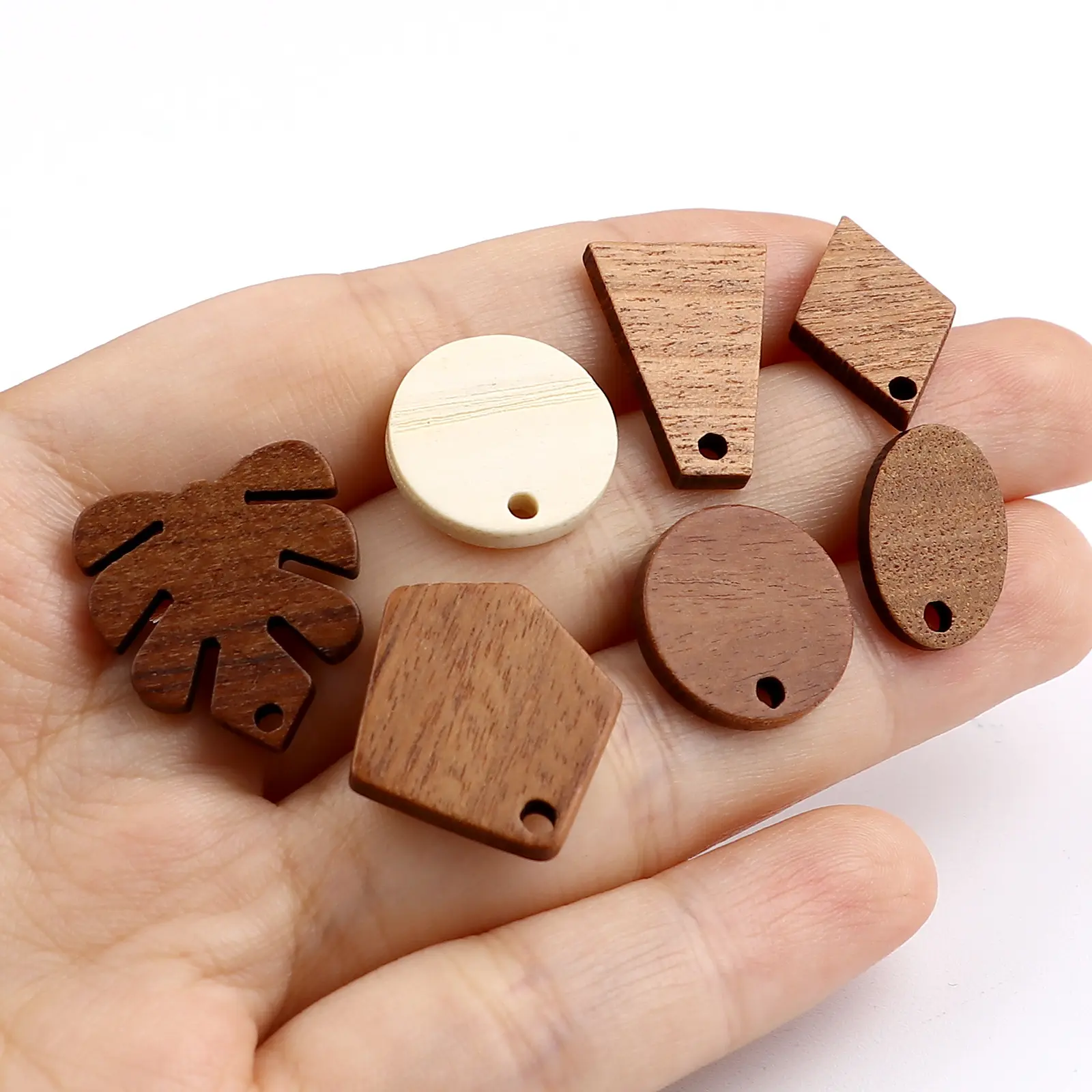 10 PCs Handmade Wooden Stud Earrings Geometric Earrings Jewelry Accessories For Women Party Gifts