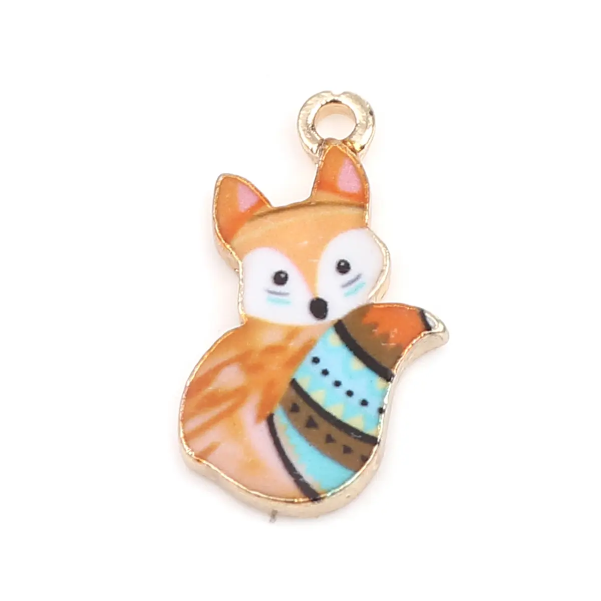 10 PCs Cute Cartoon Fox Enamel Charms Gold Color Animal Pendants for DIY Bracelet Necklace Jewelry Making Findings 19mm x11mm