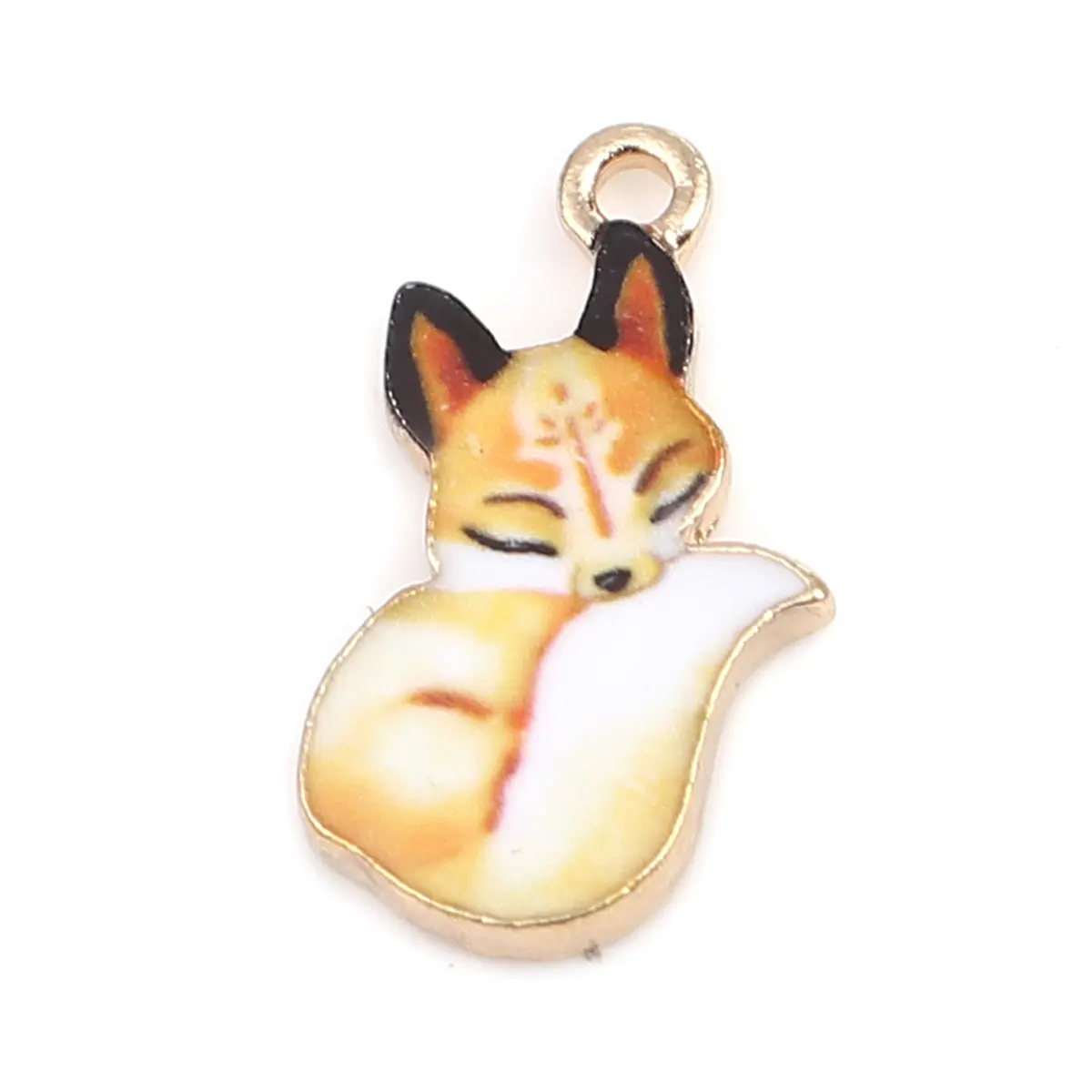 10 PCs Cute Cartoon Fox Enamel Charms Gold Color Animal Pendants for DIY Bracelet Necklace Jewelry Making Findings 19mm x11mm