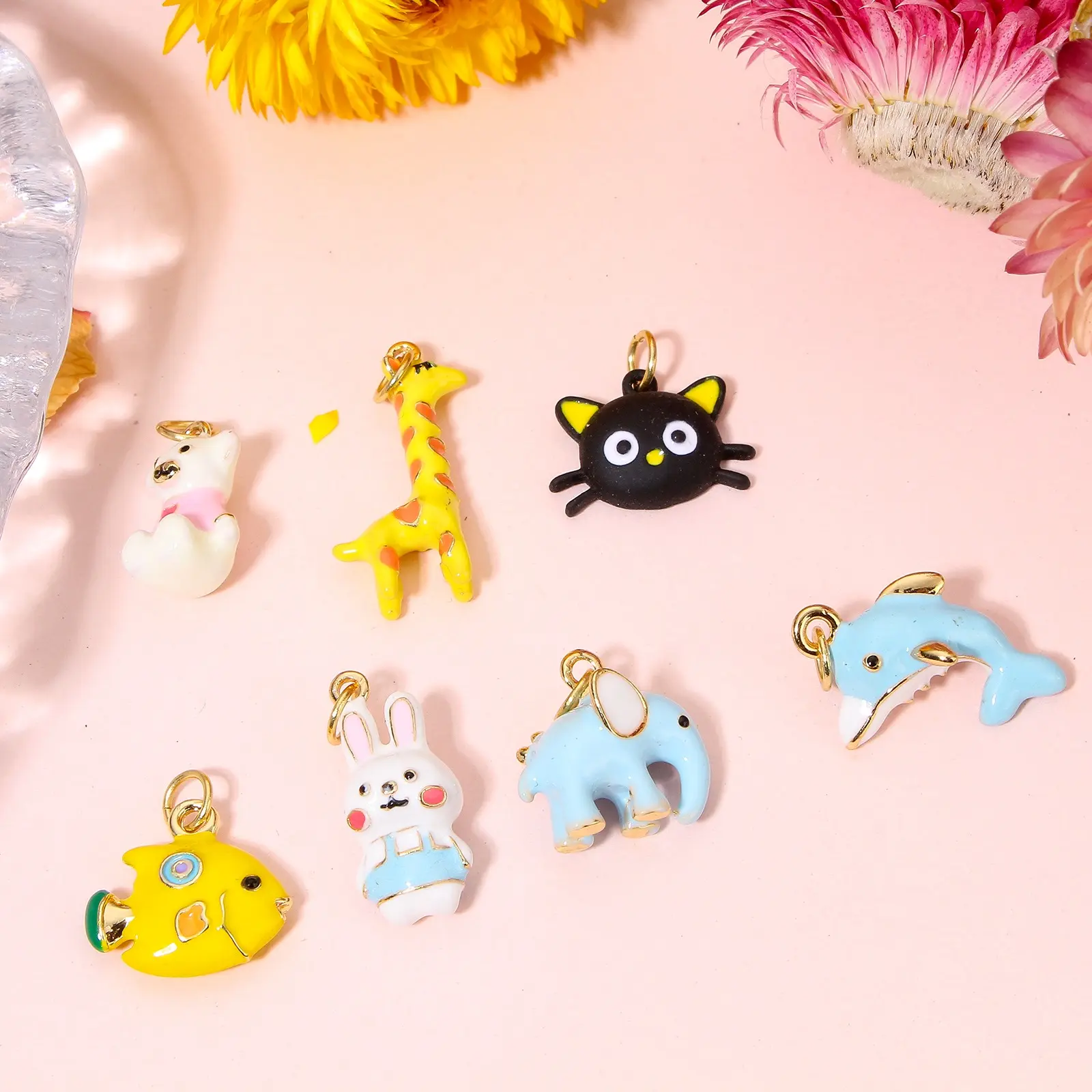 1 Piece Cute 3D Animal Food Charms For Jewelry Making 18K Real Gold Color Enamel Star Banana Strawberry Pendant Necklace DIY