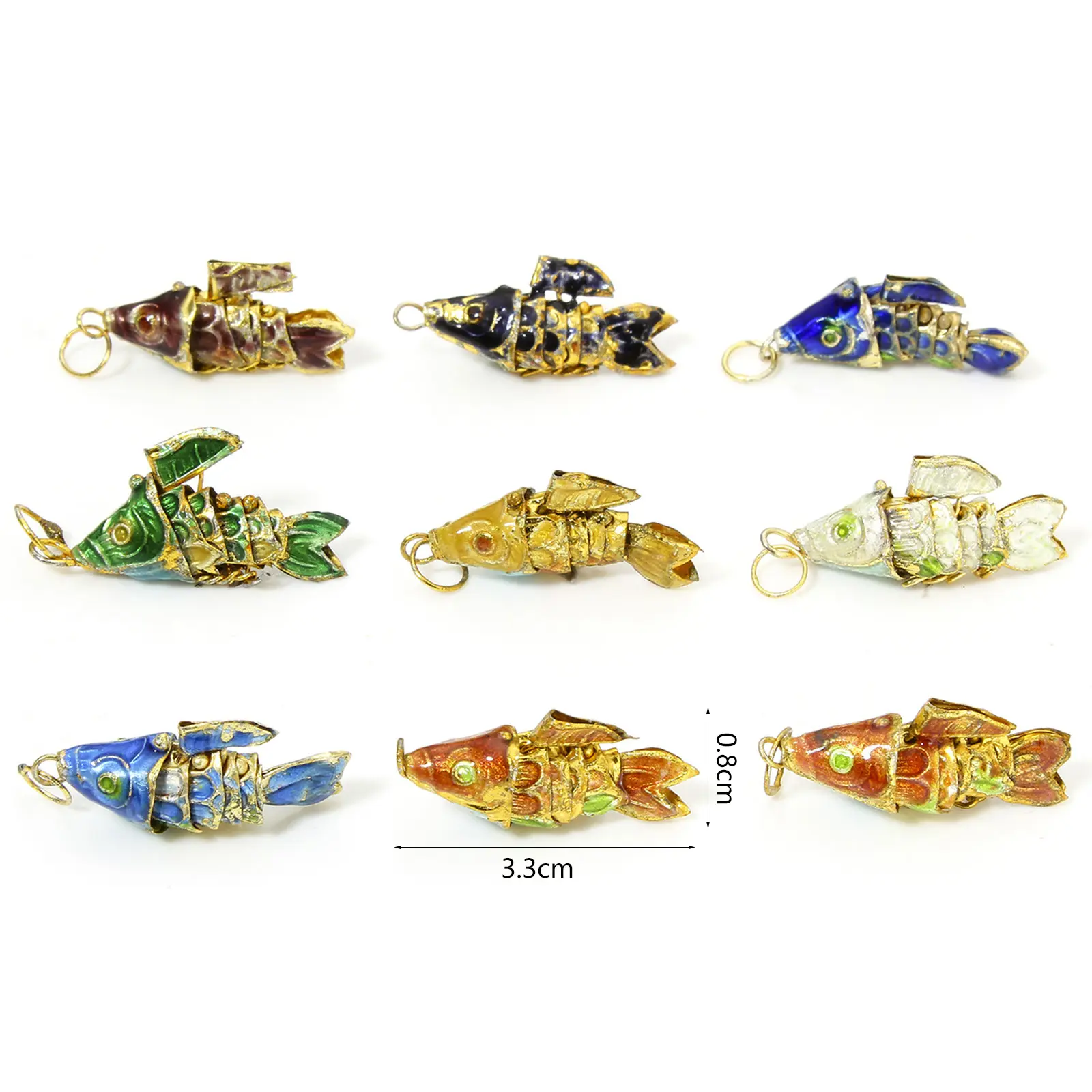 1 Piece 3D Fish Animal Movable Brass Ocean Jewelry Charms Gold Color Multicolor Fish Pendants For DIY Jewelry Making 28mm x 8mm