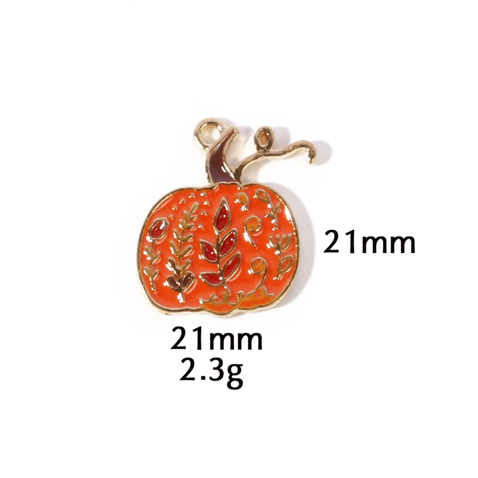 10 Pcs Zinc Based Alloy Autumn Style Halloween Charms Orange Pumpkin Enamel Gold Color Metal Pendants For DIY Jewelry Making