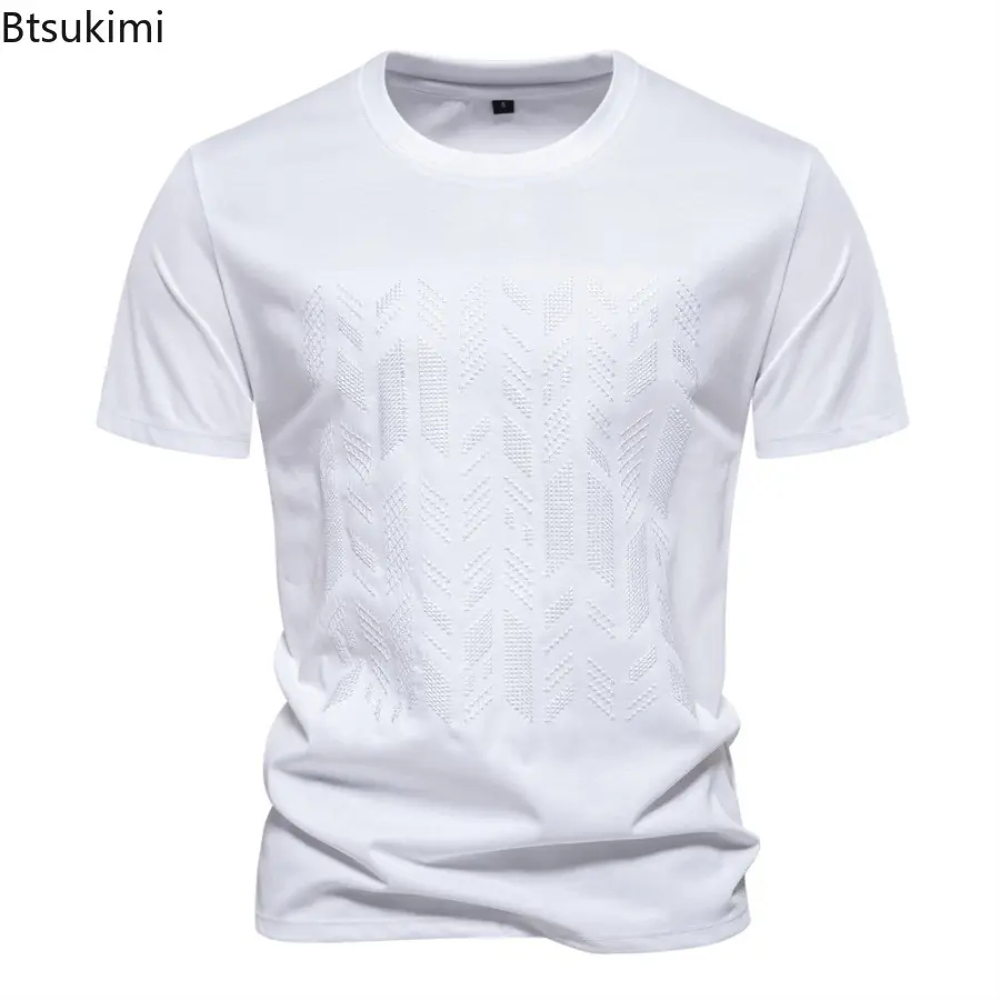 2025 New Men's Short-sleeved Casual T-shirts Fashion High-grade Embroidered O-neck Cotton Tops Male Sport Versatile Tees Summer