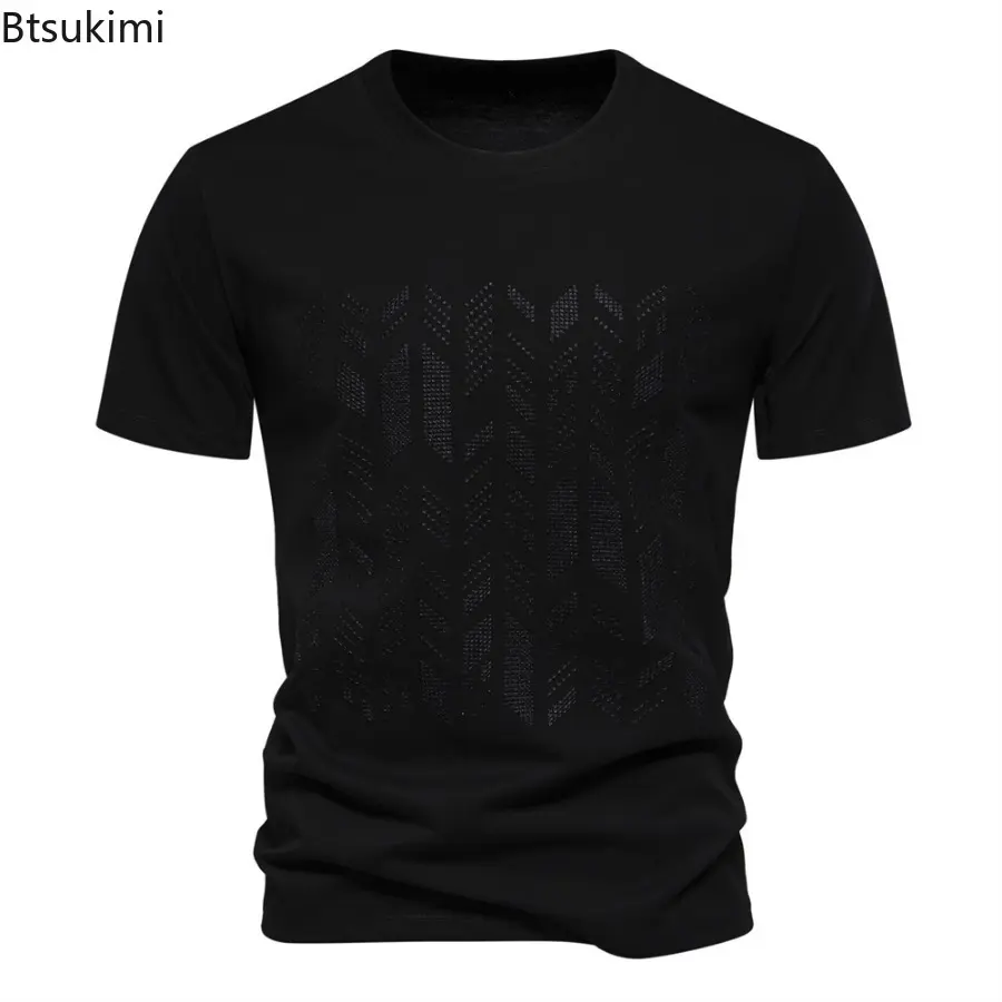 2025 New Men's Short-sleeved Casual T-shirts Fashion High-grade Embroidered O-neck Cotton Tops Male Sport Versatile Tees Summer