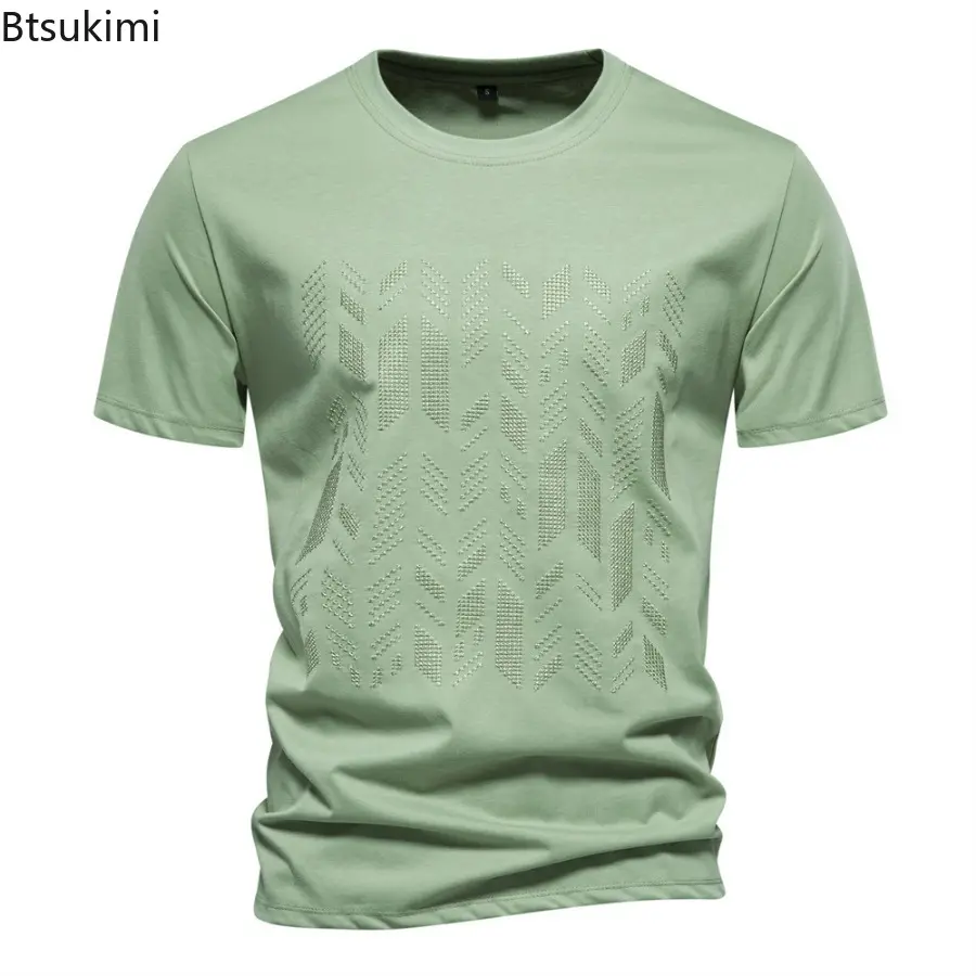 2025 New Men's Short-sleeved Casual T-shirts Fashion High-grade Embroidered O-neck Cotton Tops Male Sport Versatile Tees Summer