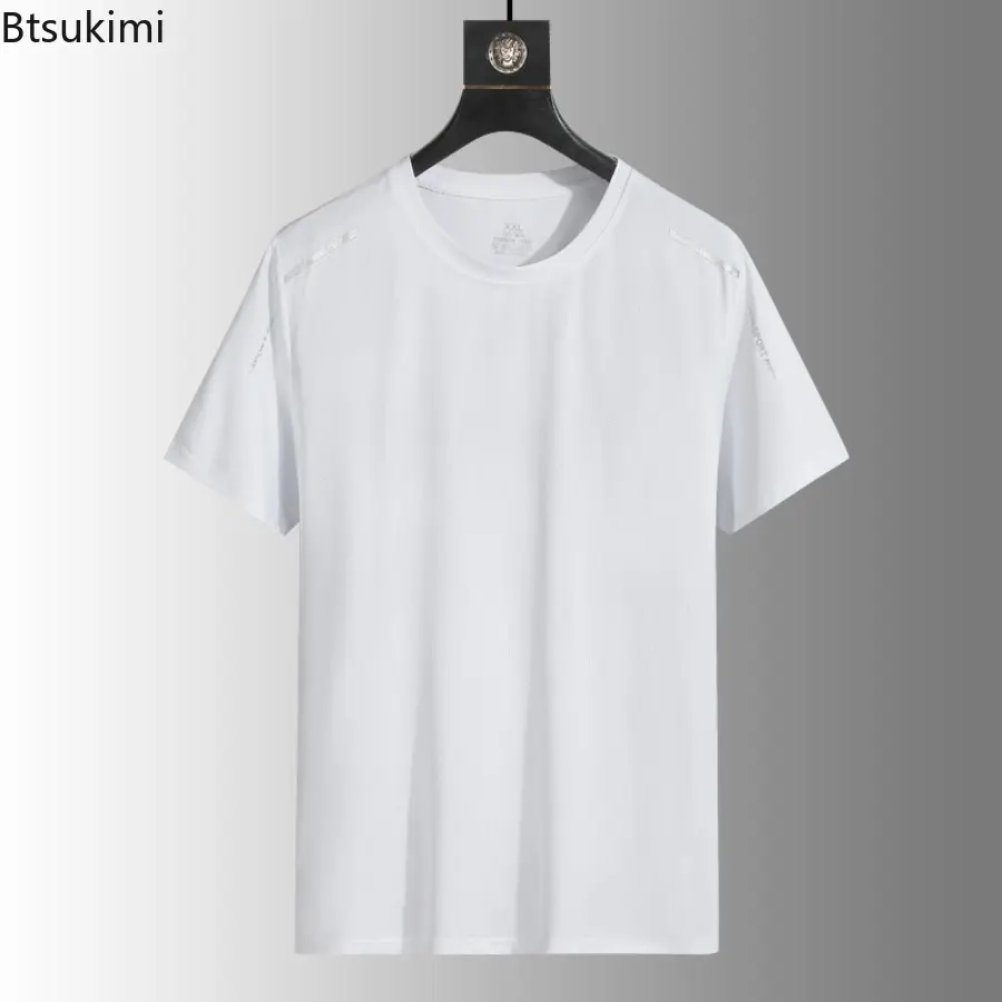 New 2025 Men's Ice Silk Short-sleeved T-shirt Summer Quick Dry Cool Feeling Sports Breathable for Outdoor Sports Hiking Fishing