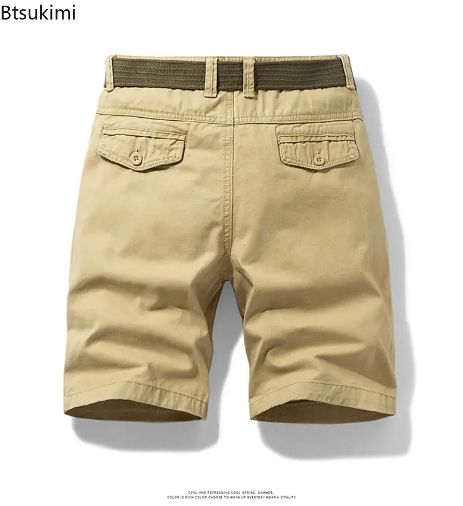 Summer New Men's 100% Cotton Cargo Shorts Fashion Casual Loose Short Pants Men Outdoor Sport Pants Joggers 2025 Trend Streetwear