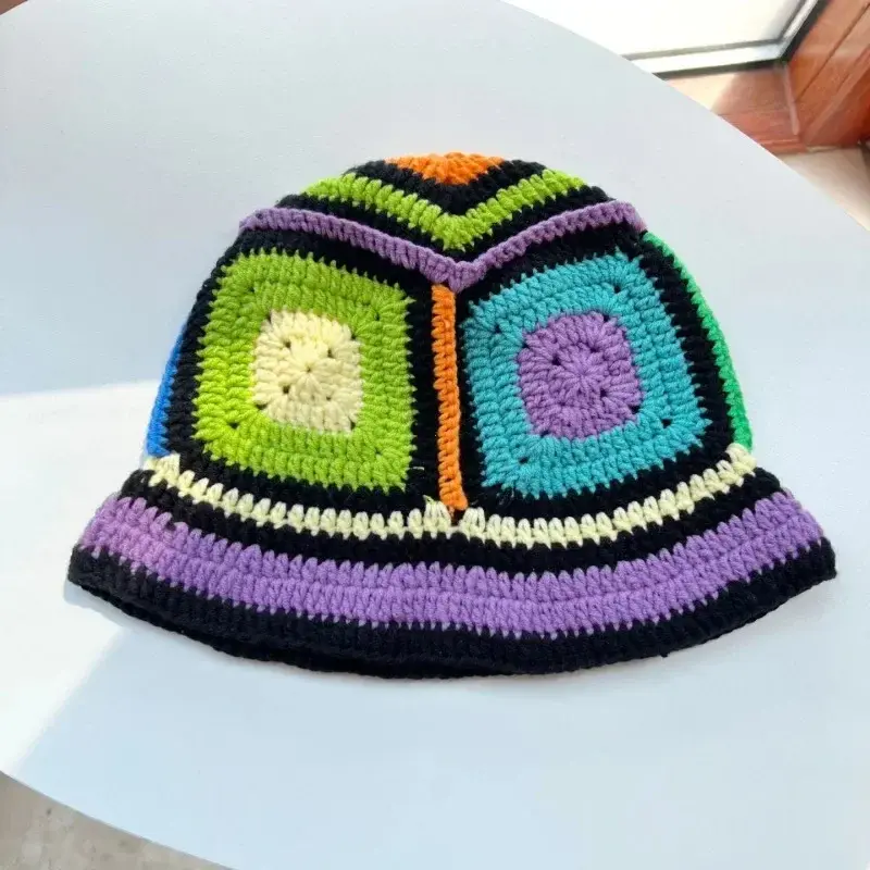 2024 NEW Women's Handmade Crochet Bucket Hats Y2k Fashion Summer Beach Hat Korean Hollow Knitted Hat