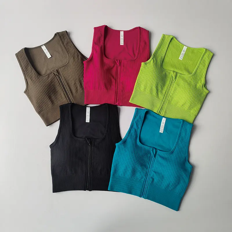 Front Zipper Sports Underwear High-intensity Shock-proof Gathering Quick-drying Breathable Yoga Fitness Running Vest Sports Bras
