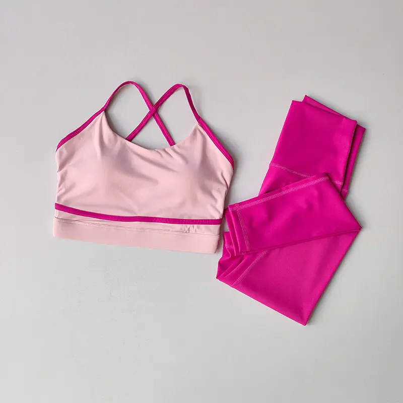 New Yoga Outfit Set Women's Fashionable Fitness Suit 2PCS Set Yoga Running Leggings Sports Bras Shorts Sportswear Clothing Suit